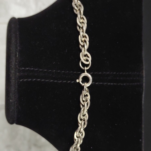 24" Silvertone Chain Link Necklace w/Triple Coin Medallion Pendant - Picture 4 of 5